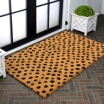 Daphne Modern Classic Animal-spot Bordered Coir Area Rug